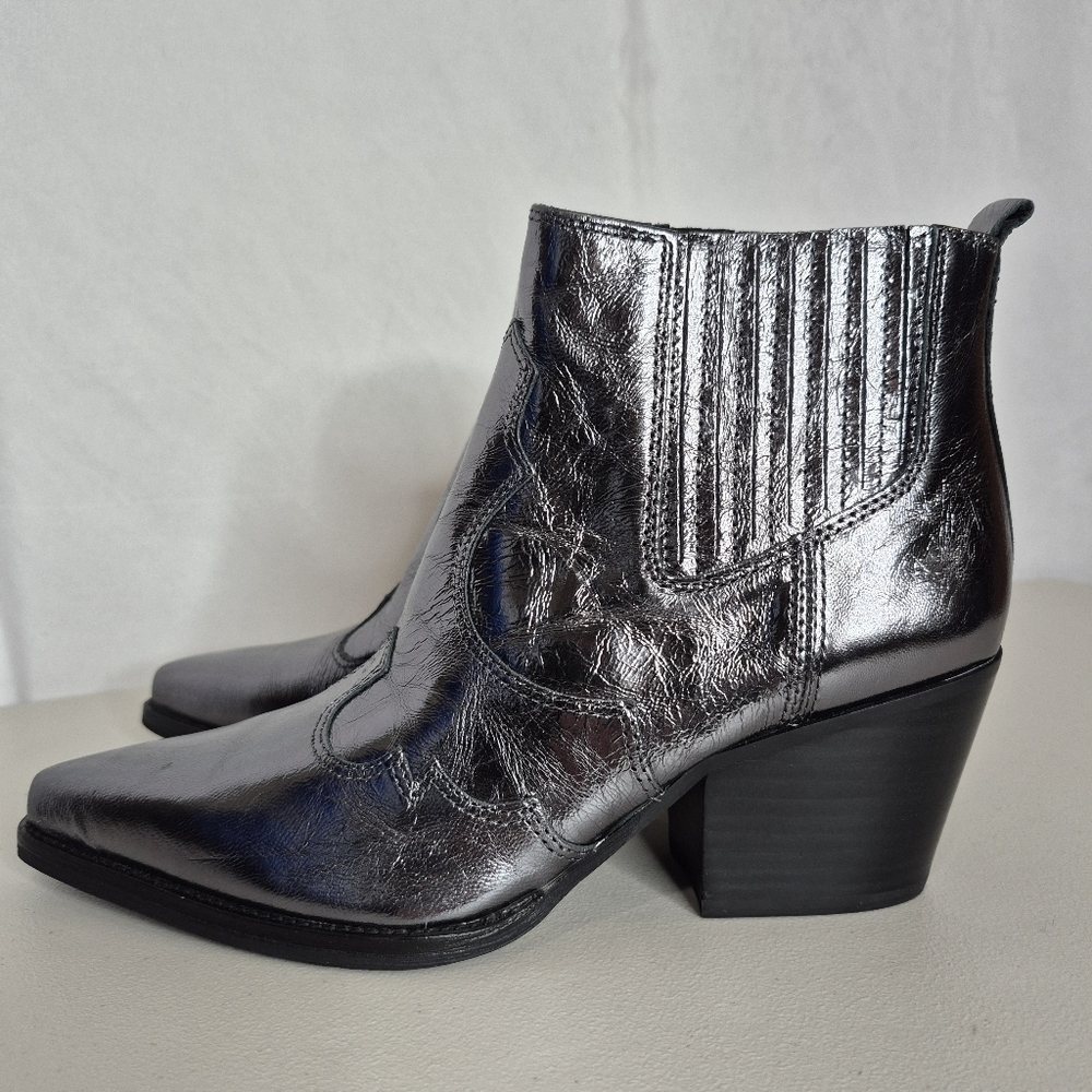 Sam Edelman Winona Metallic Silver Western Booties - Size 7 - NWOB - Picture 7 of 16